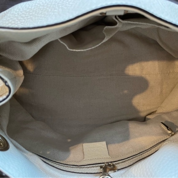 RARE🔥GUCCI soho ivory gold double chain leather bag - Picture 11 of 14